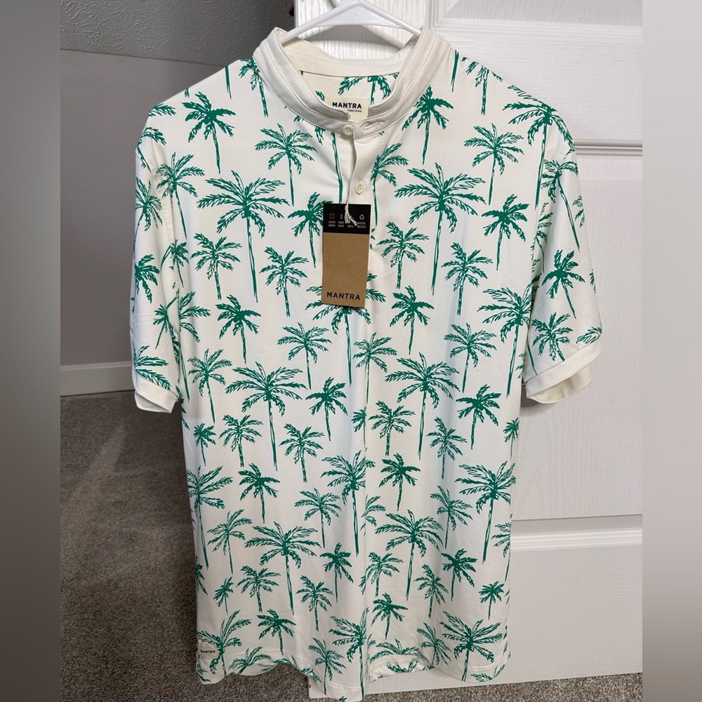 Green Palm Print Men's Shirt